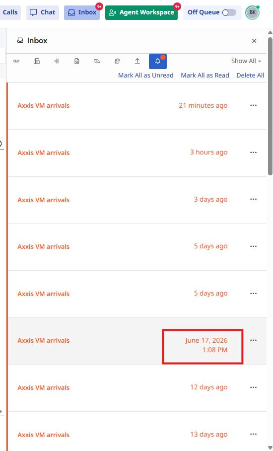 Genesys inbox - 5 have arrived since June 17, the last to arrive in Gmail
